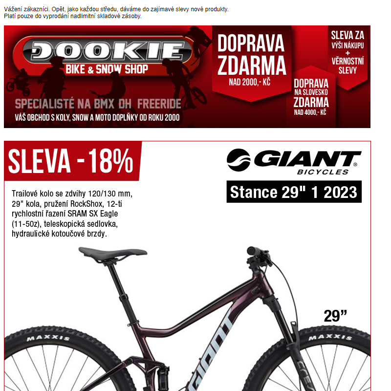DOOKIE.cz | Slevy až -20% na Trail / AM kola GIANT, NORCO a GT!