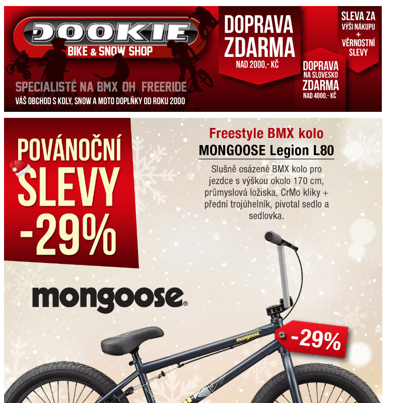 DOOKIE.cz | Povánoční slevy až -54% na kola, chrániče a přilby!