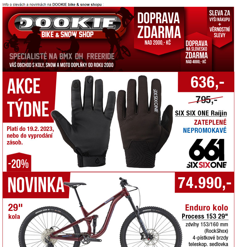 DOOKIE.cz | Akce týdne (rukavice 661 Rajin -20%) Vyprodej SAINT, O´NEAL. Novinky KONA, FOX...
