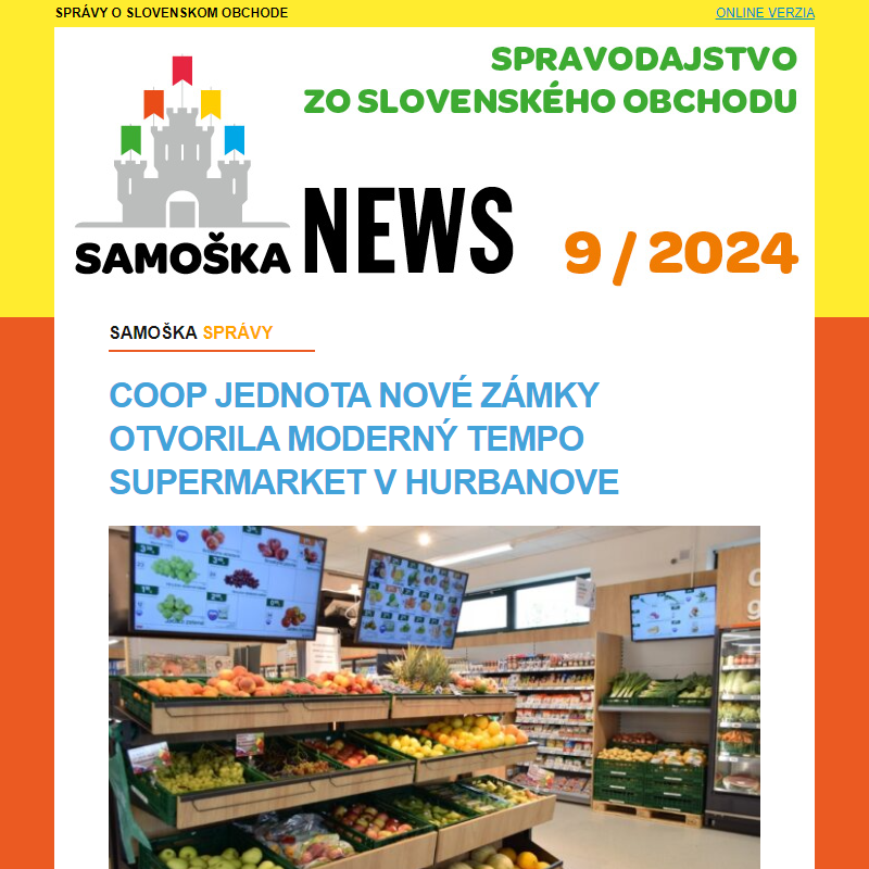 9/2024: Coop Jednota Nové Zámky otvorila moderný Tempo supermarket v Hurbanove