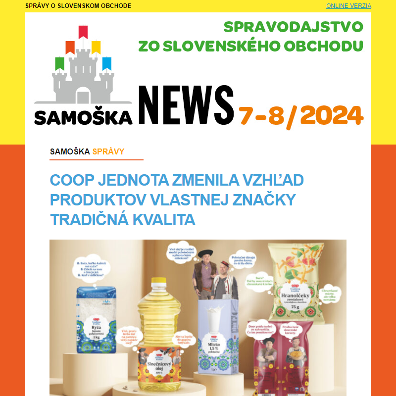 7 – 8/2024: Coop Jednota zmenila vzhľad produktov vlastnej značky Tradičná kvalita... a ďalšie správy