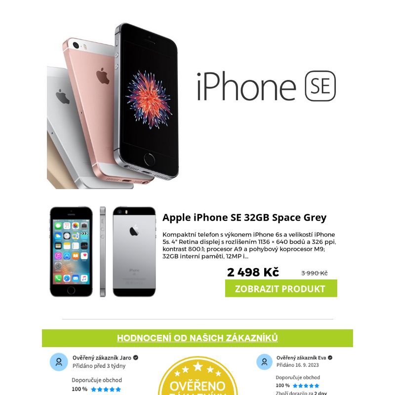 Apple iPhone SE nyní ve výhodné nabídce za pouhých 2 498 Kč! _