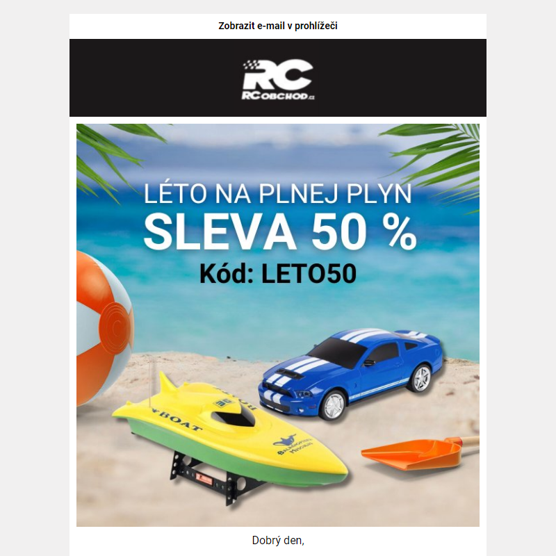 Kupón na 50% SLEVU na 10 RC modelů.