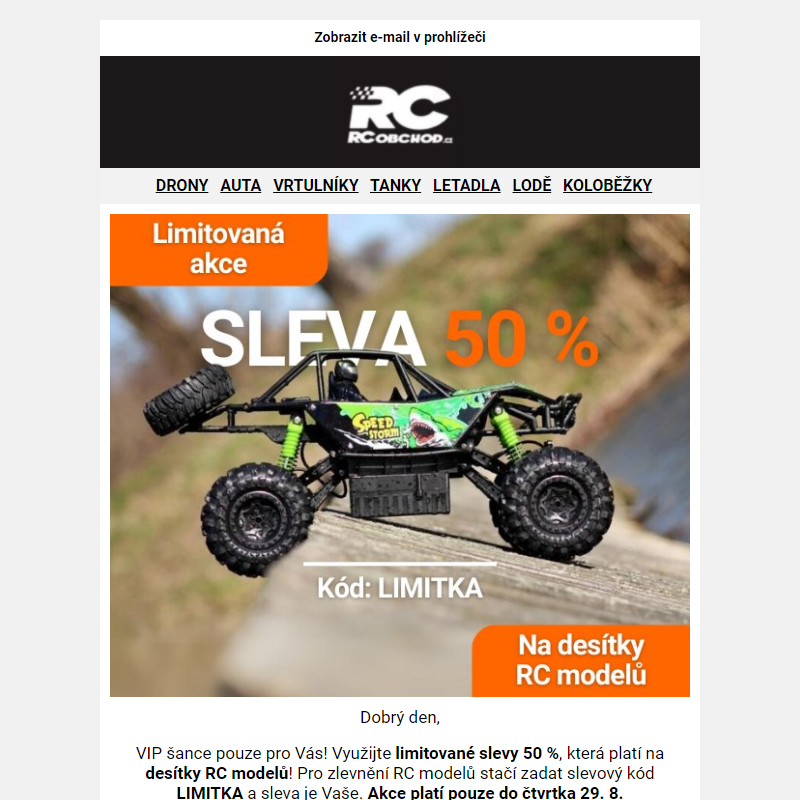 SLEVA 50 % na desítky RC modelů_