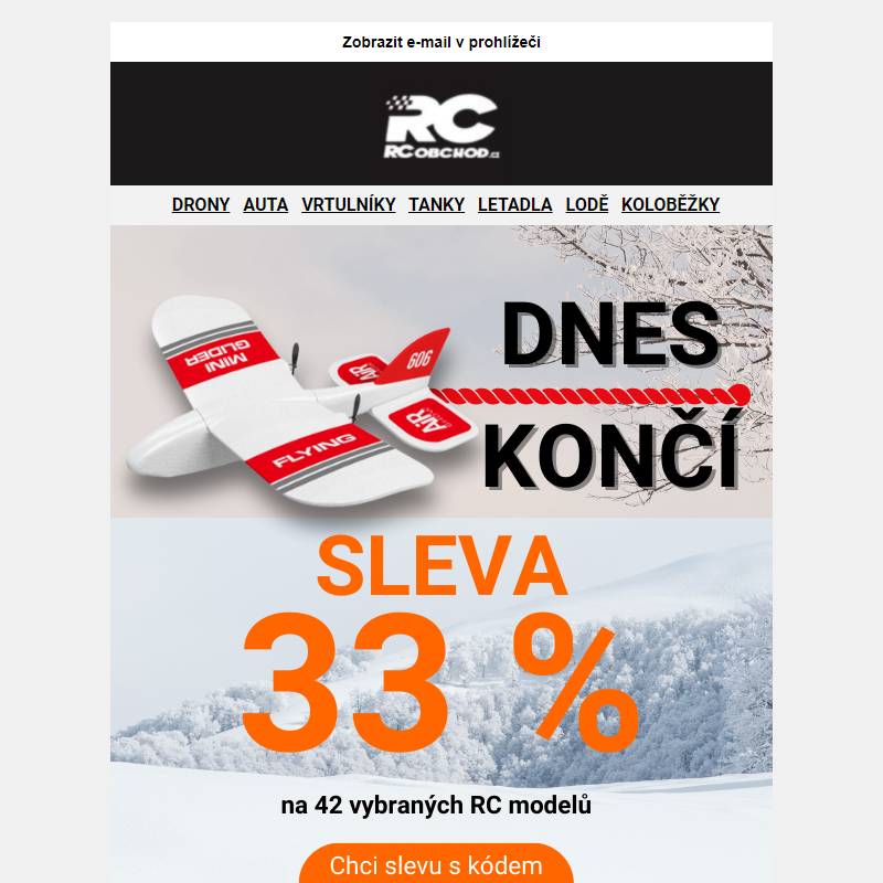 DNES končí Vaše SLEVA 33 % na 42 RC modelů.