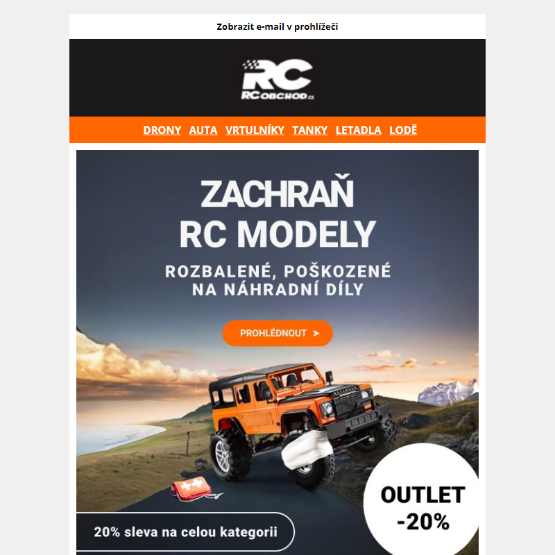 Sleva 20 % na vybrané RC modely s kódem ZACHRANRC20._