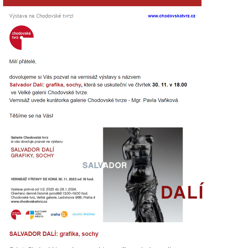 Pozvánka na vernisáž: Salvador Dalí