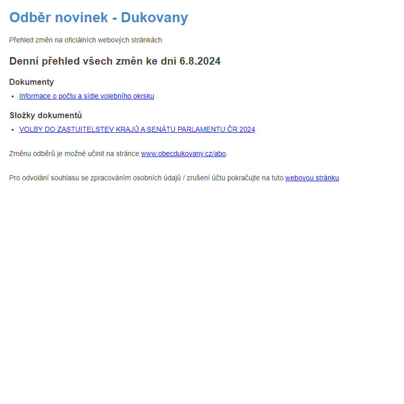 Odběr novinek ze dne 6.8.2024