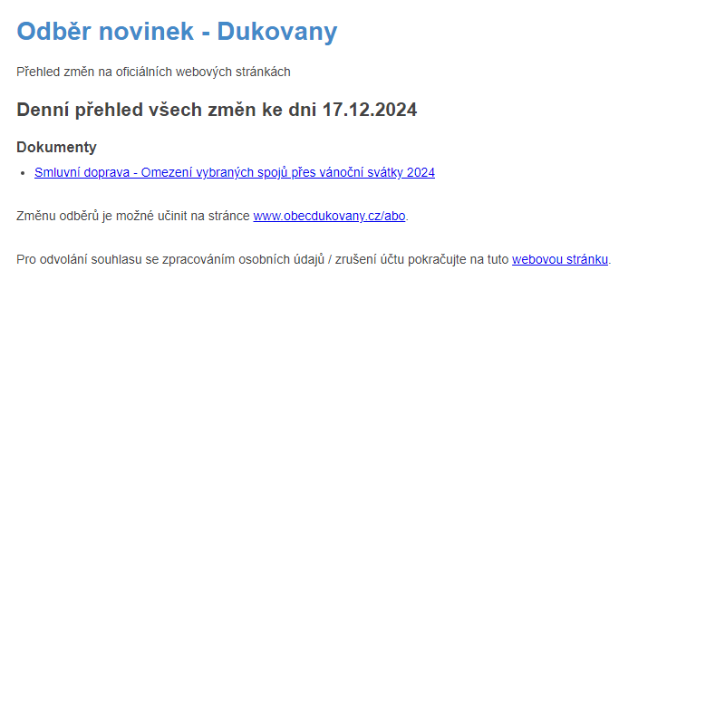 Odběr novinek ze dne 17.12.2024