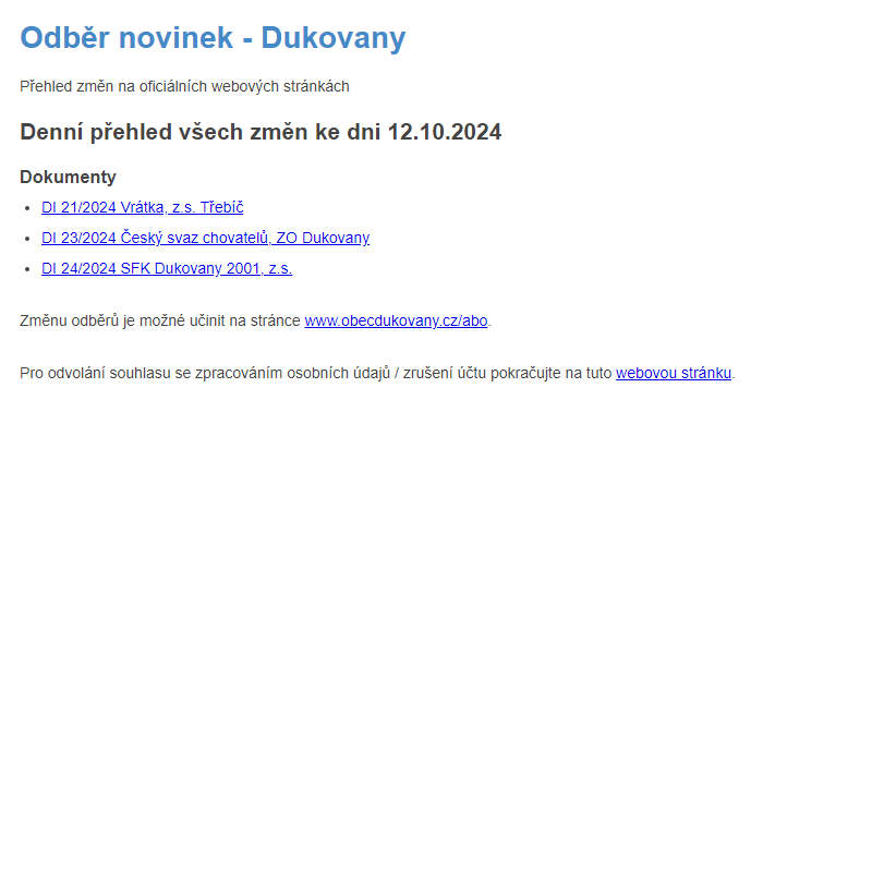 Odběr novinek ze dne 12.10.2024