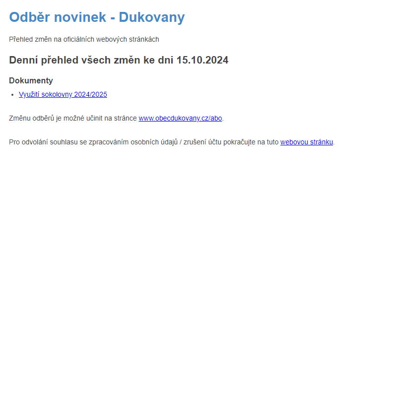 Odběr novinek ze dne 15.10.2024