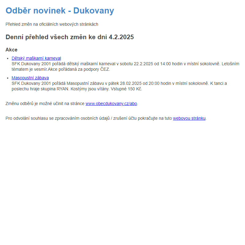 Odběr novinek ze dne 4.2.2025