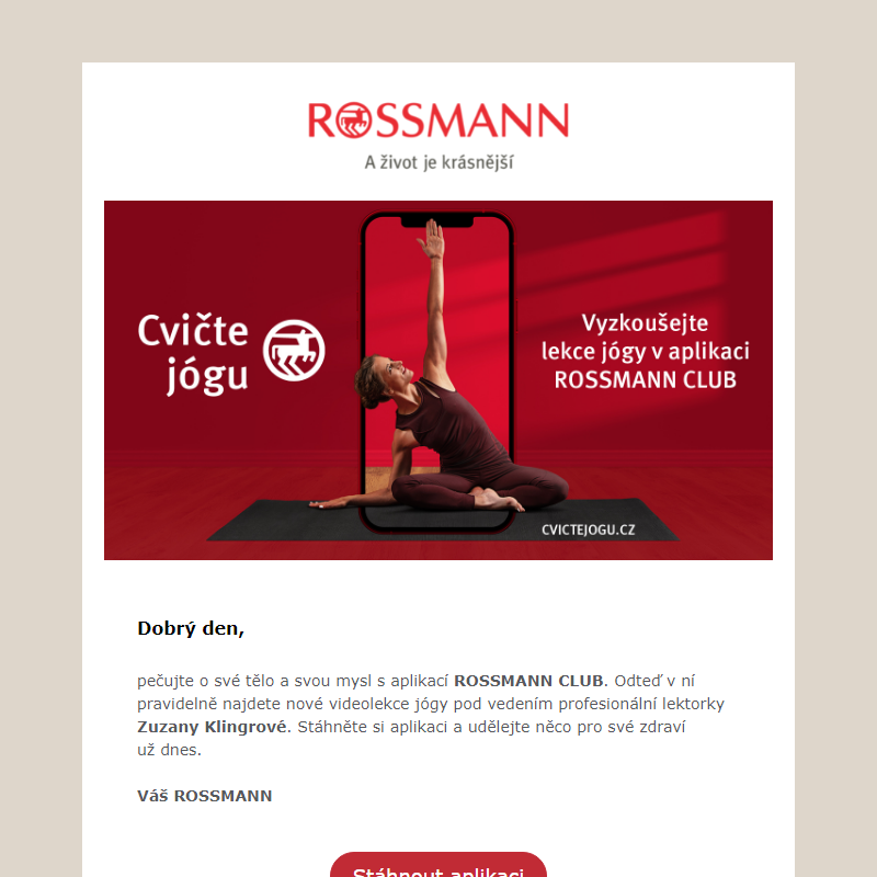 Cvičte jógu v aplikaci ROSSMANN CLUB!