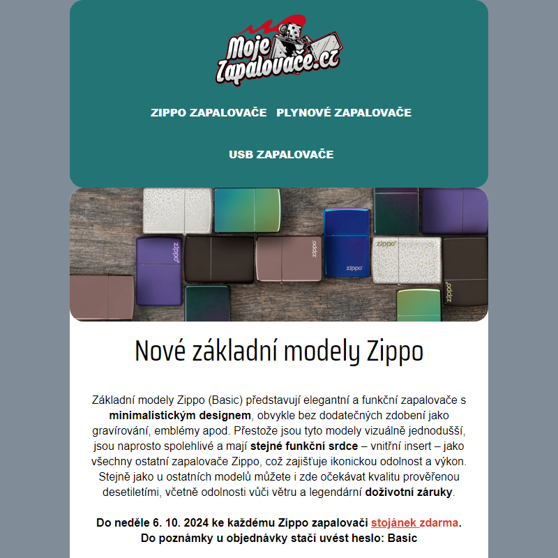 Nové základní modely Zippo __