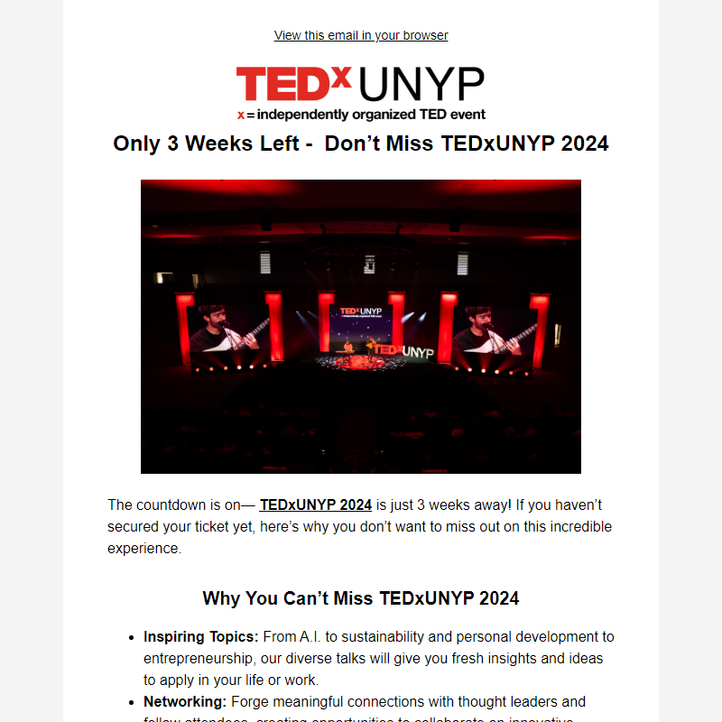 Only 3 Weeks Left - TEDxUNYP 2024 Awaits!