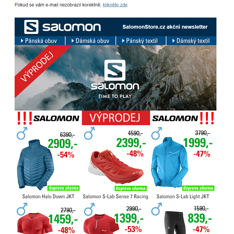 Salomon Store - Totální výprodej veškerého zboží Salomon!