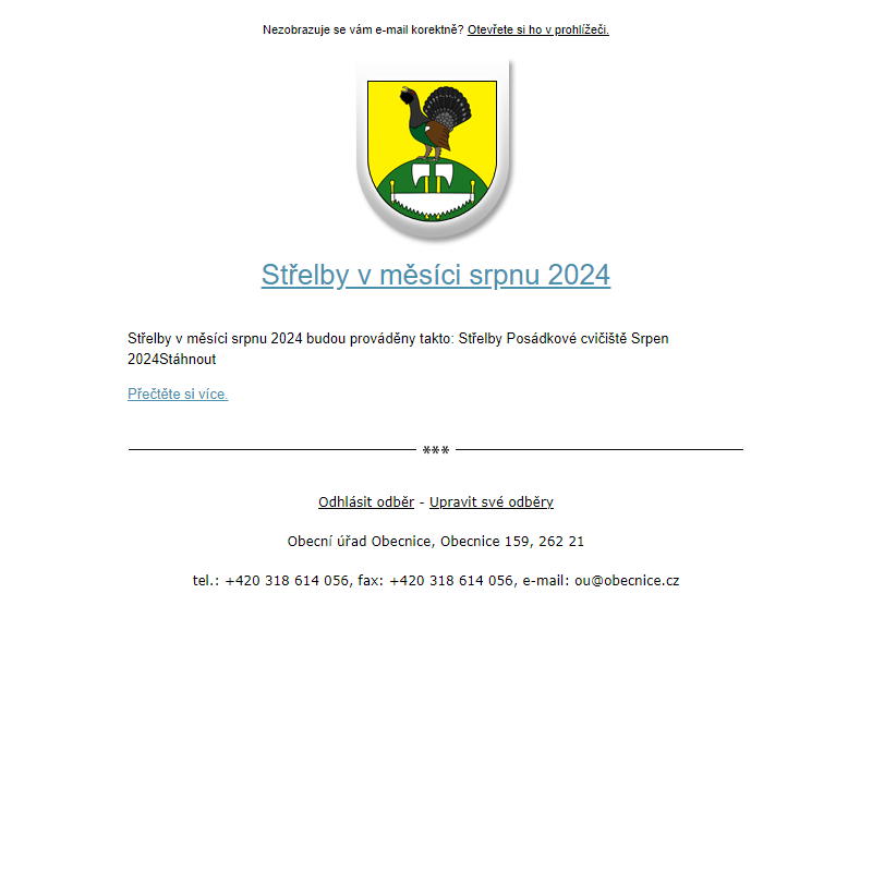 Novinka: Střelby v měsíci srpnu 2024