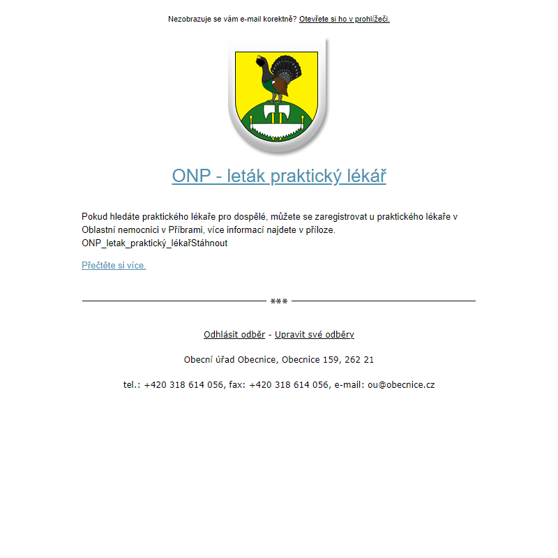 Novinka: ONP - leták praktický lékář
