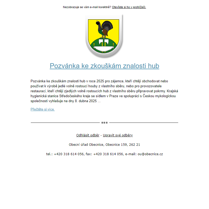 Novinka: Pozvánka ke zkouškám znalosti hub