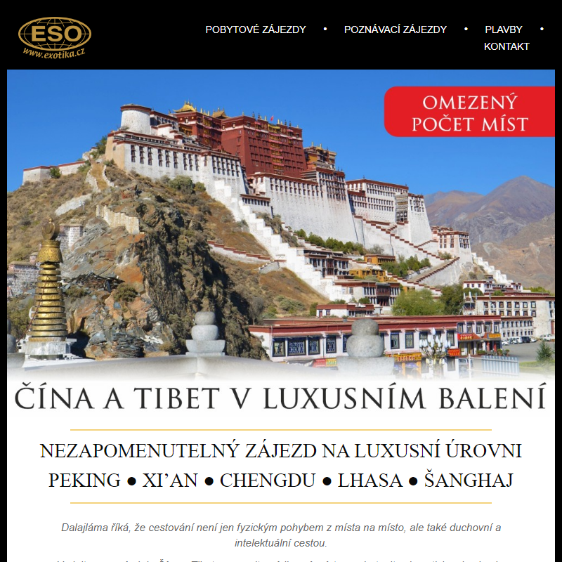 Čína a Tibet v luxusním balení - VIP novinka od ESO travel