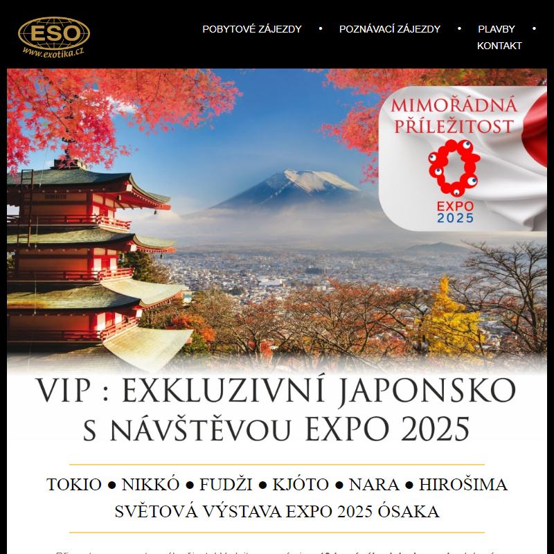 EXPO 2025 v Japonsku s poznávacím okruhem v luxusní edici