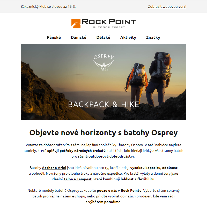Objevte nové horizonty s batohy Osprey