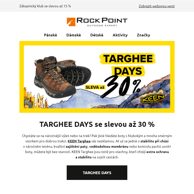 TARGHEE DAYS se slevou až 30 %