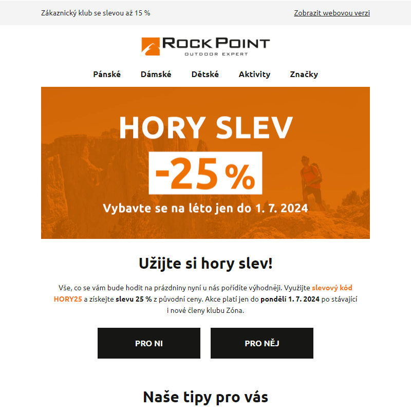 Hory slev až 25 %