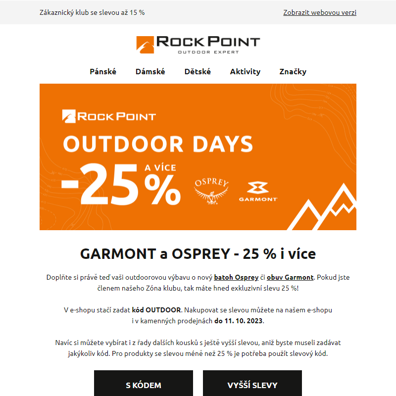 Garmont a Osprey - 25 % i více