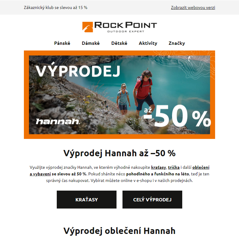 Výprodej Hannah až –50 %