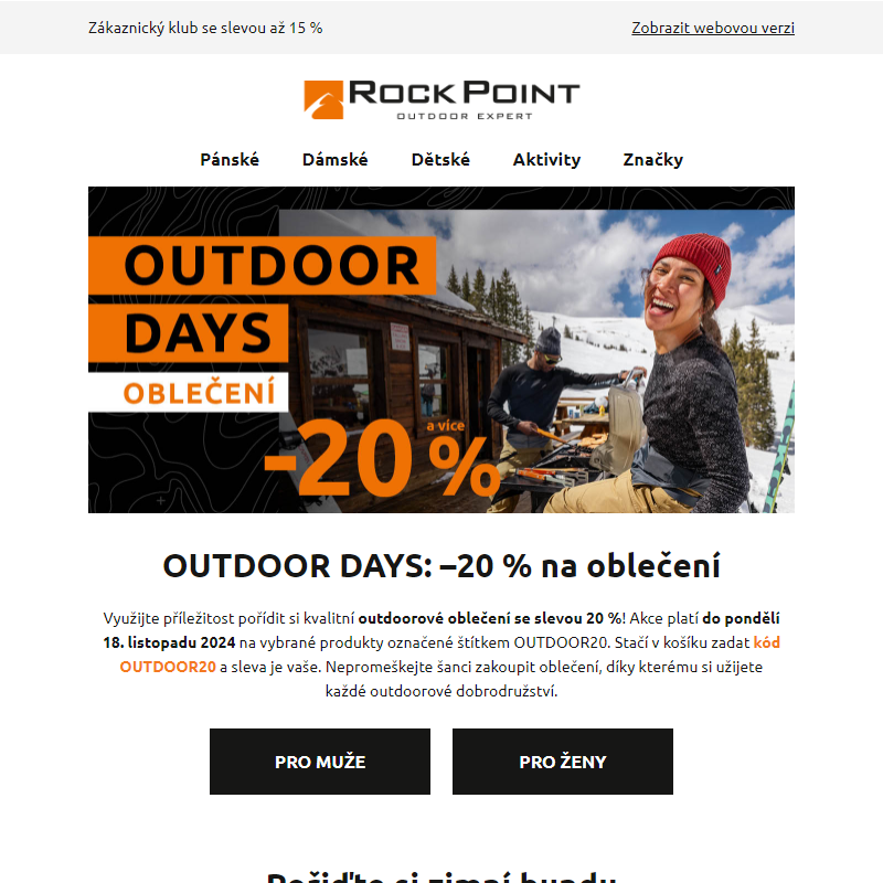 OUTDOOR DAYS: –20 % na oblečení