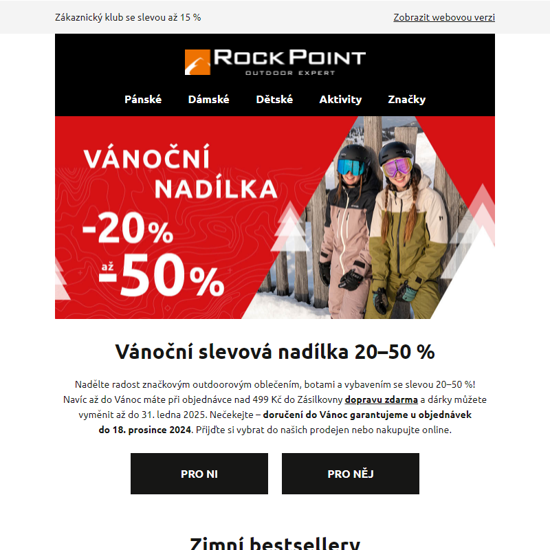 Vánoční slevová nadílka 20–50 %