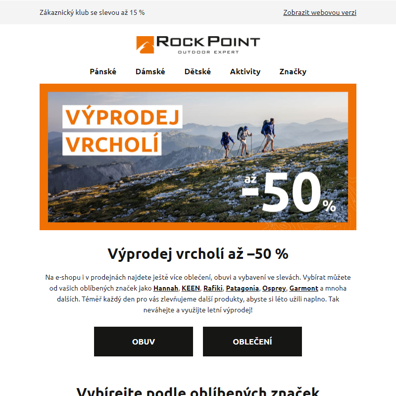 Výprodej vrcholí: až –50 %