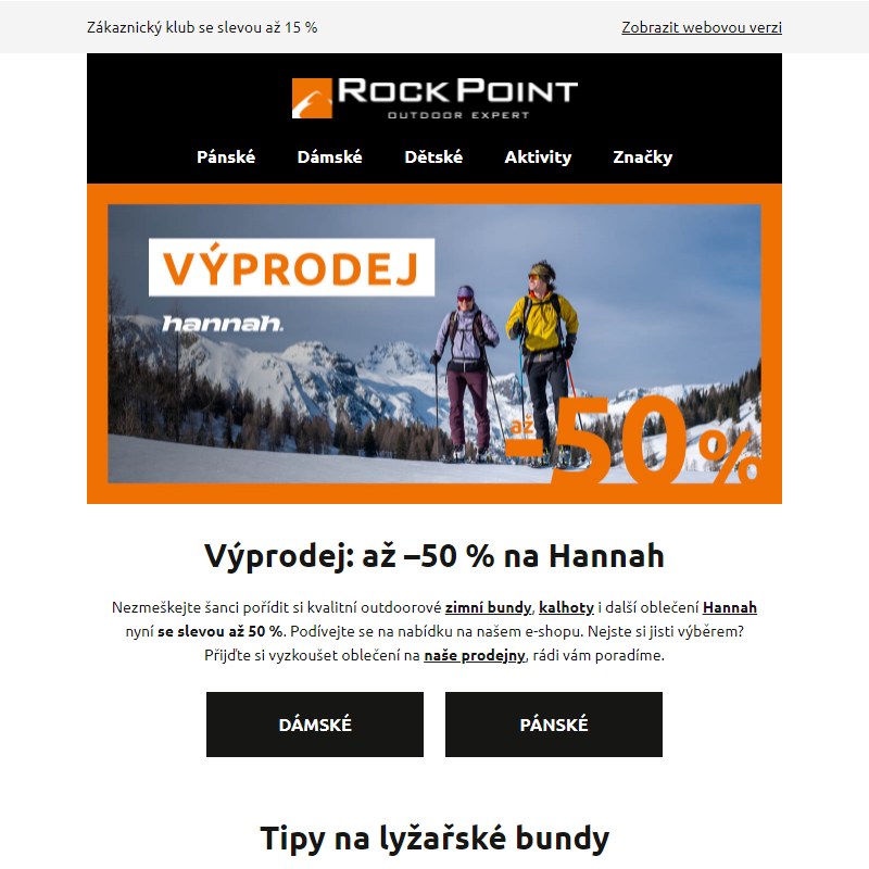 Výprodej: až –50 % na Hannah!