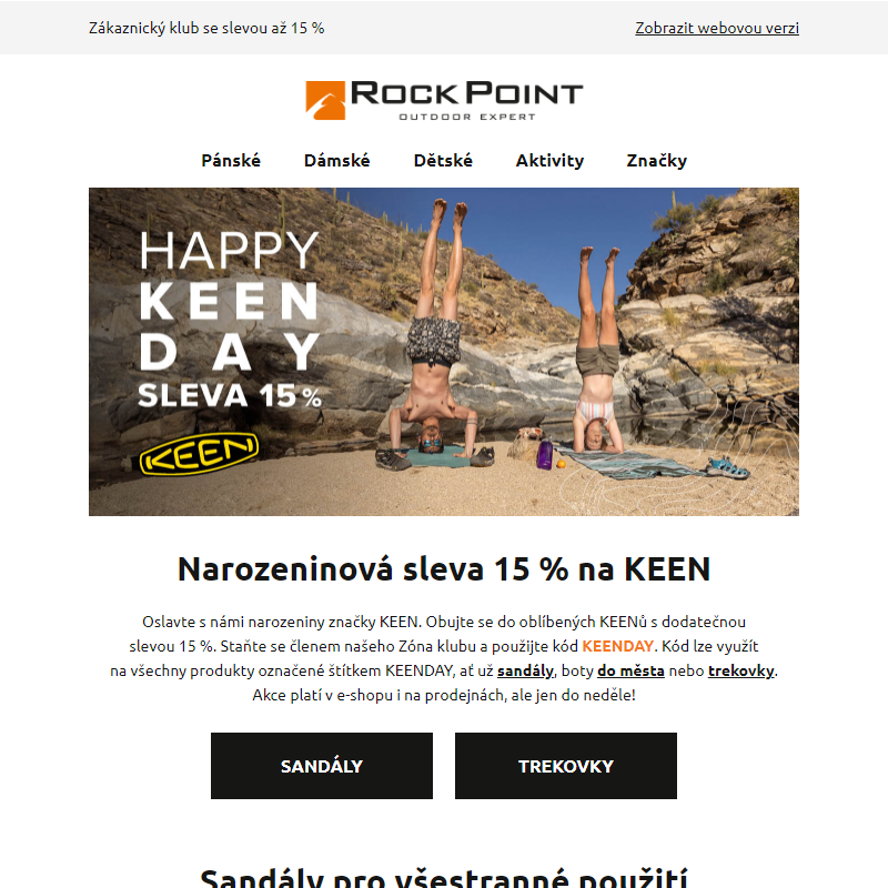 Narozeninová sleva 15 % na KEEN