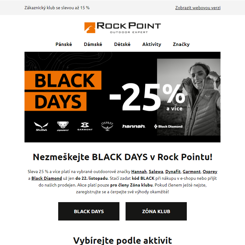 Nezmeškejte BLACK DAYS v Rock Pointu!