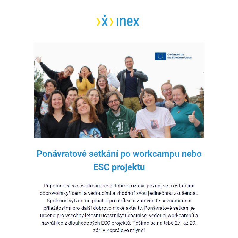 Ponávratové setkání po workcampu nebo ESC projektu