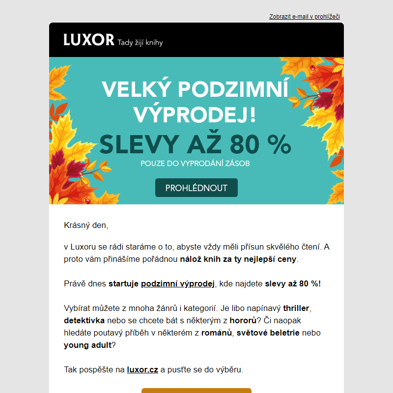 Slevy až 80 %. Podzimní výprodej začíná!