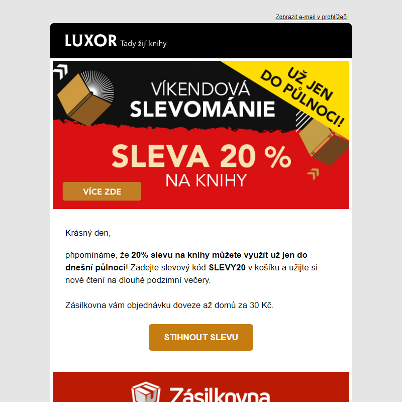 Knihy s 20% slevou už jen do půlnoci!