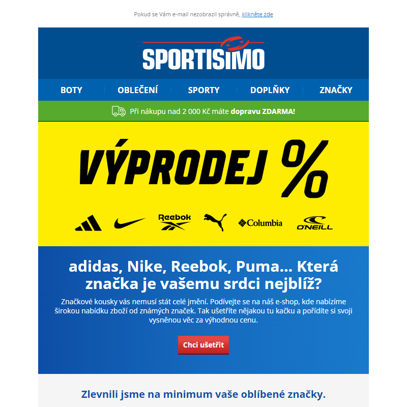 _ Ulovte svoji oblíbenou značku ve výprodeji – adidas, Nike, Puma...