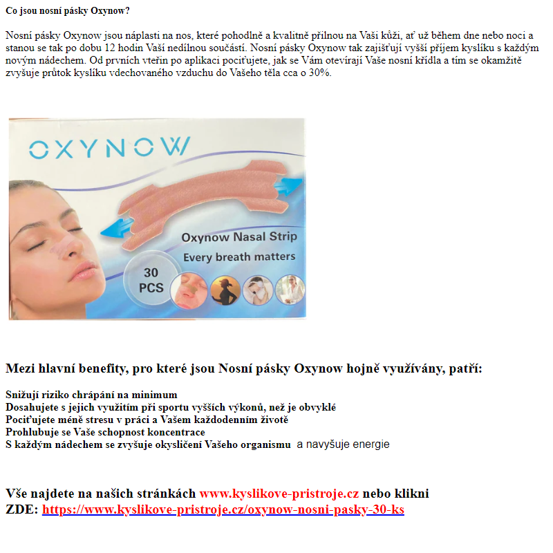 Oxynow nosní kyslíkové pásky