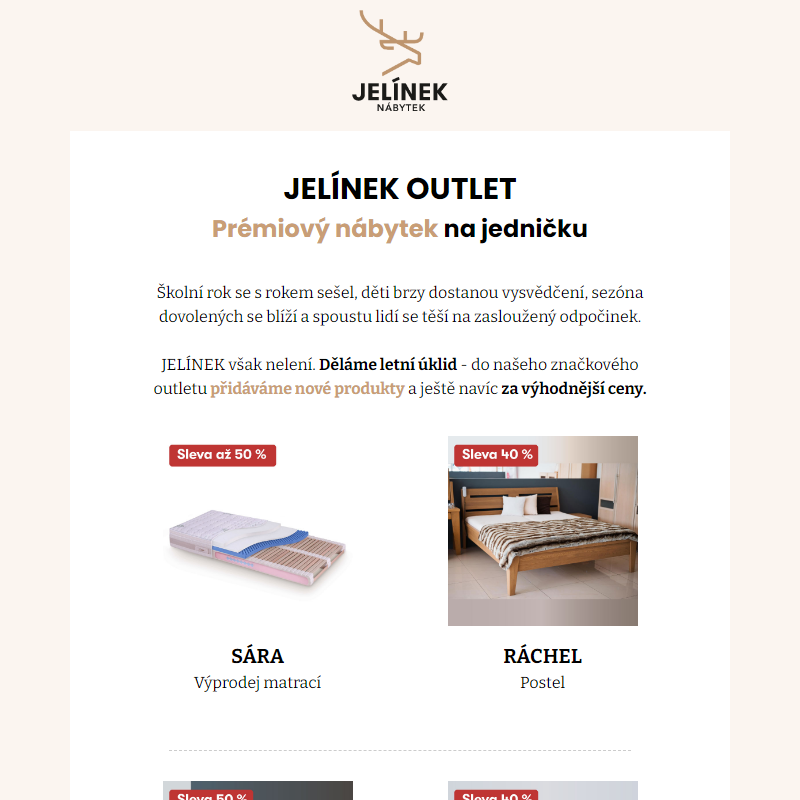 JELÍNEK OUTLET: Prémiový nábytek za výjimečné ceny!