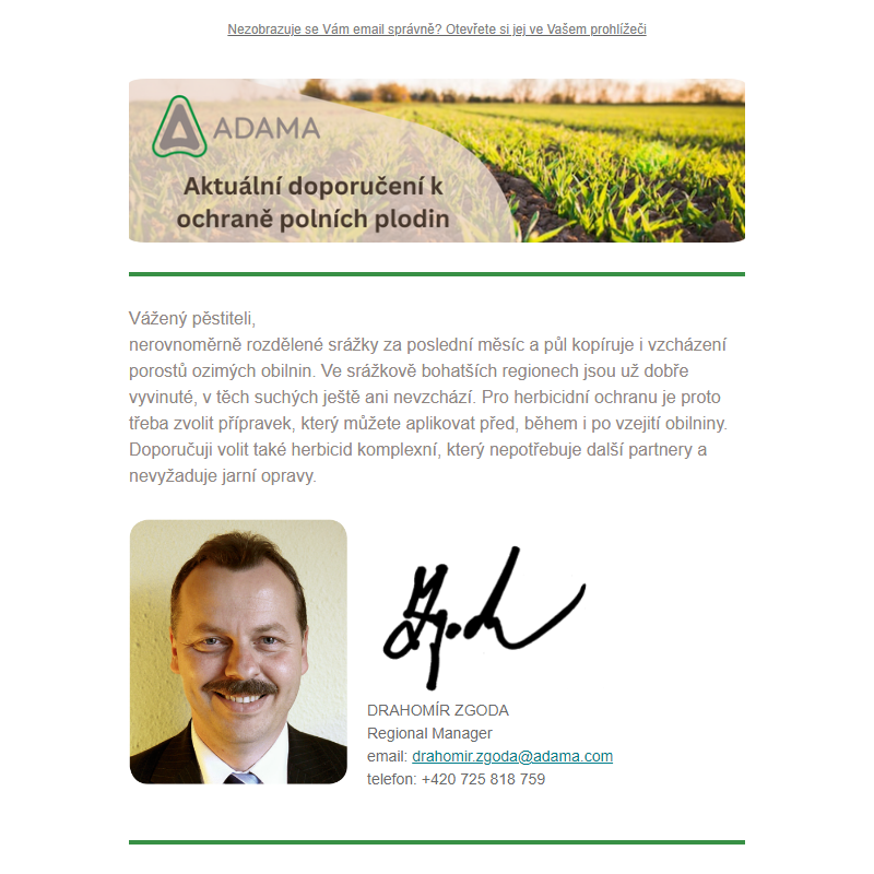 Aktuální doporučení k herbicidní ochraně ozimých obilnin