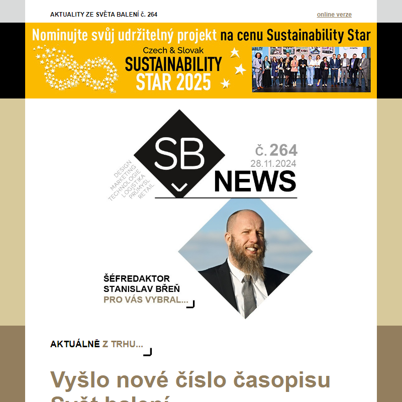 SB News 264: Vyšlo nové číslo časopisu Svět balení, Mondi spouští v závodě ve Štětí novou extruzní linku, V Norimberku se konal veletrh BrauBeviale... a další aktuality