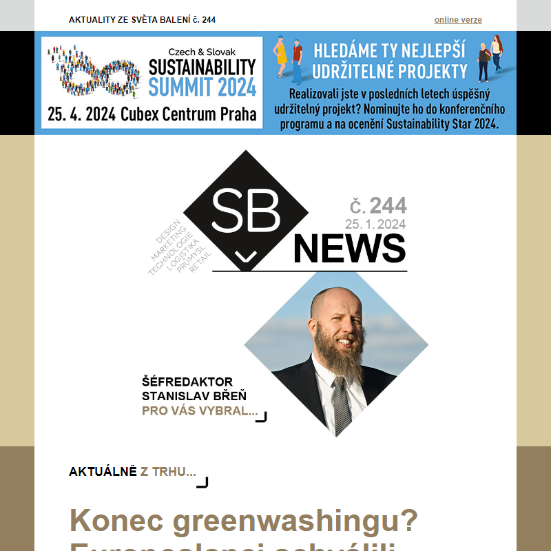 SB News 244: Europoslanci schválili směrnici proti greenwashingu, Sensoneo dodá IT řešení pro systém zálohování v Rakousku, Coop Jednota ponúka limitovanú česko-slovenskú edíciu... a další aktuality