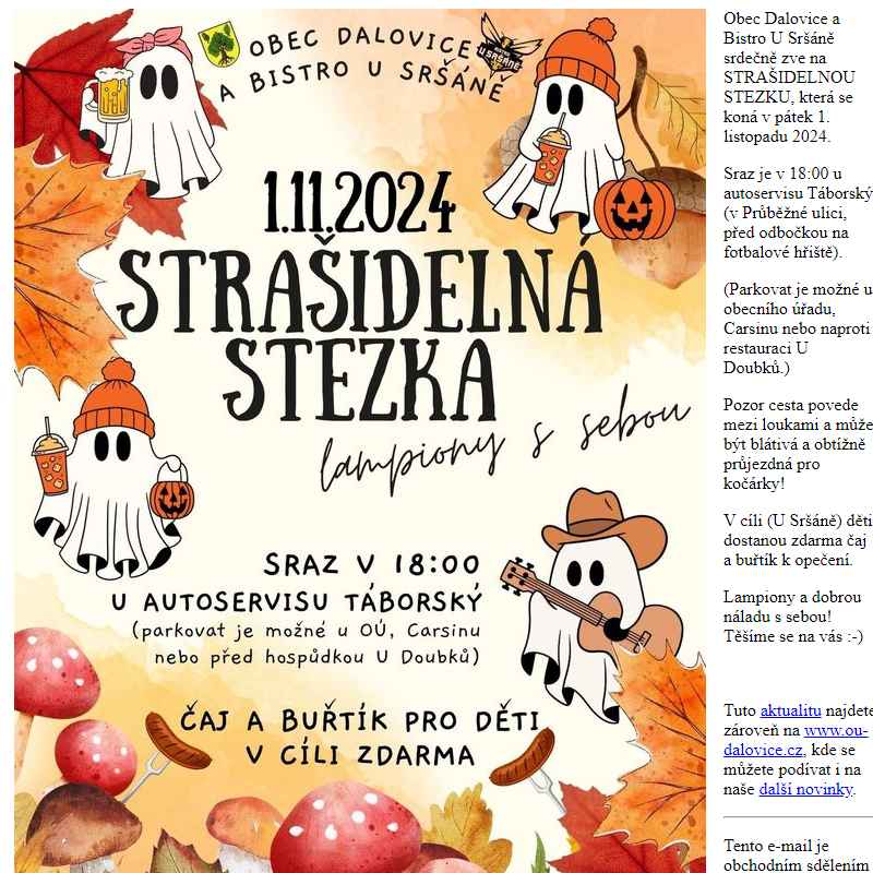 Strašidelná stezka - 1. 11.