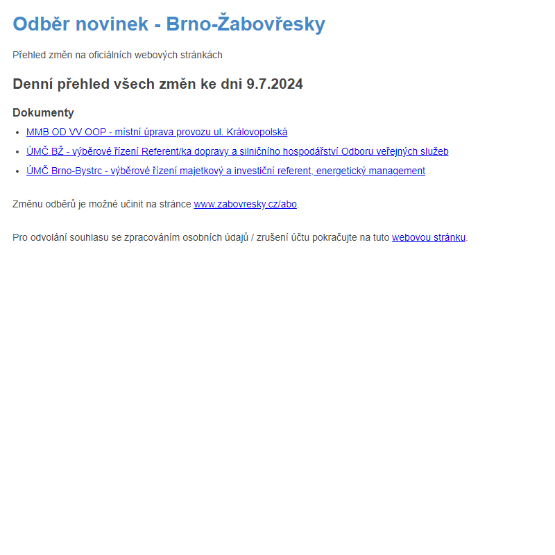 Odběr novinek ze dne 9.7.2024