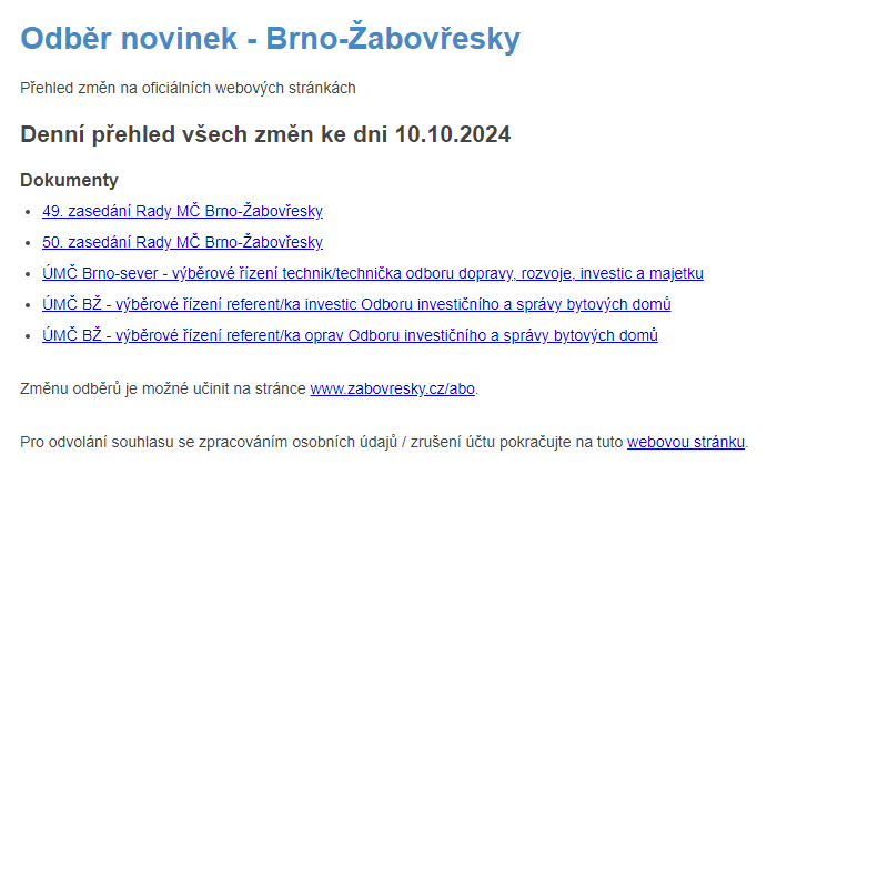 Odběr novinek ze dne 10.10.2024