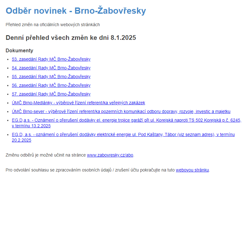 Odběr novinek ze dne 8.1.2025