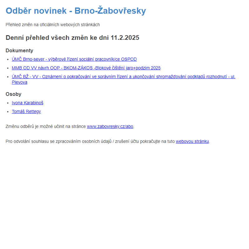 Odběr novinek ze dne 11.2.2025